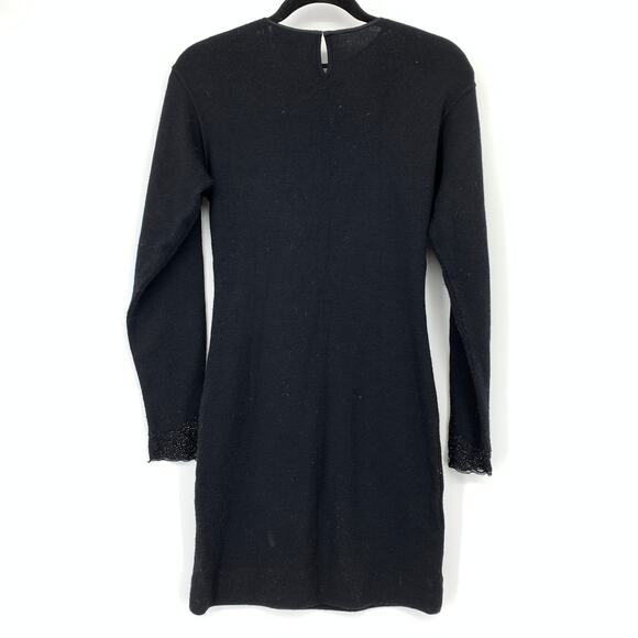 Collections Michelle Stuart Dress Womens S Black Beaded Lace Trim Above Knee VTG - Picture 2 of 5